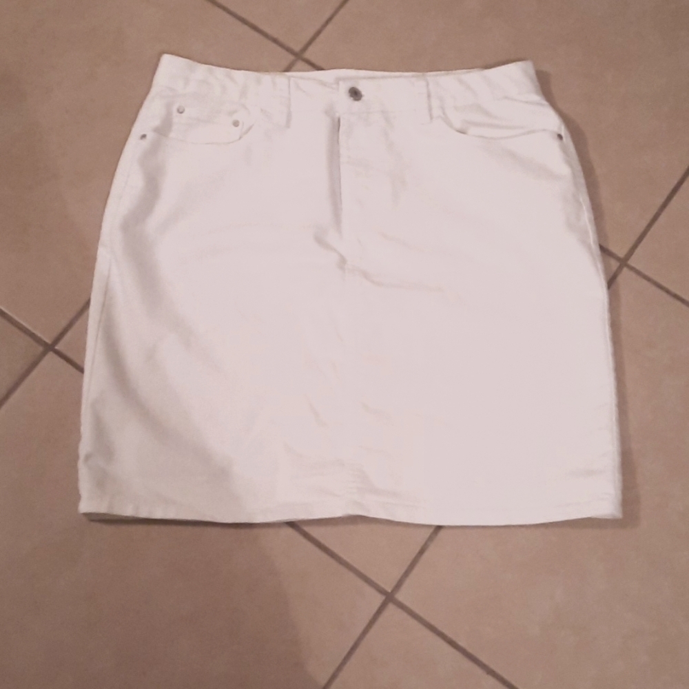 Women White Jean Skirt